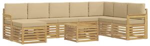 VidaXL Kültéri kanapé szett 7 pcs Fehér és bézs 59 x 59 x 37 cm