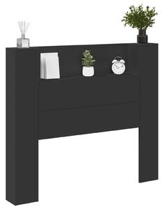 VidaXL Fejtámla LED -es lámpákkal Fekete 120 x 16,5 x 103,5 cm Faanyag
