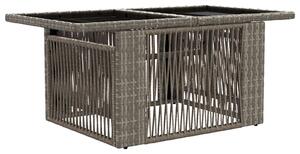 VidaXL Kerti Asztal Szürke 100 x 55 x 37 cm PE Rattan és Üveg