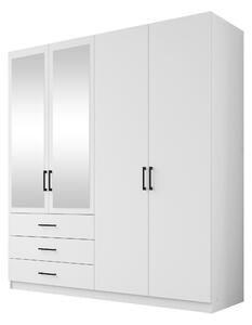 Gardróbszekrény Fungar, Laminált forgácslap, 215x196x60cm, Fehér