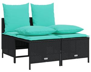 VidaXL 4 db fekete polyrattan kerti kanapégarnitúra párnákkal