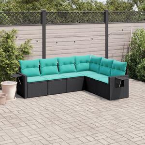 VidaXL 6 db fekete polyrattan kerti kanapégarnitúra párnákkal