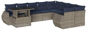 VidaXL 10 db szürke polyrattan kerti kanapégarnitúra párnákkal