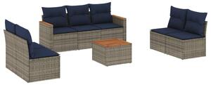 VidaXL 8 db szürke polyrattan kerti kanapégarnitúra párnákkal