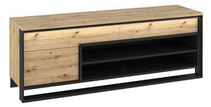 TV-állvány Luliru 128, Fekete, Artisan tölgy, 155x55x41cm