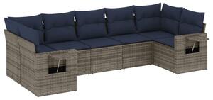 VidaXL 7 db szürke polyrattan kerti kanapégarnitúra párnákkal