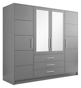 Gardróbszekrény Dortivu, Laminált forgácslap, 200x196x58cm, Grafit, Ezüst