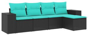 VidaXL 5 db fekete polyrattan kerti kanapégarnitúra párnákkal