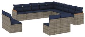 VidaXL 13 db szürke polyrattan kerti kanapégarnitúra párnákkal