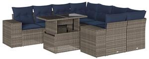 VidaXL 9 db szürke polyrattan kerti kanapégarnitúra párnákkal
