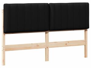 VidaXL Kárpitozott fejtámla Barna és fekete 150 cm Tömör fenyőfa
