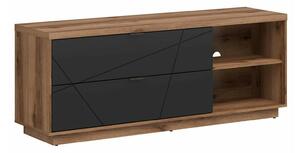 TV-állvány Fivale 104, Laminált forgácslap, 61x156x43cm, Fekete, Sötét delanói tölgy
