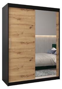 Ruhásszekrény 150 cm Toki 2 (matt fekete + artisan tölgy)