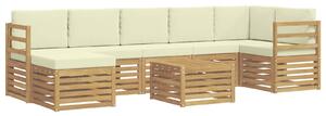 VidaXL Kültéri kanapé szett 8 pcs Fehér és Krém színű 59 x 59 x 37 cm