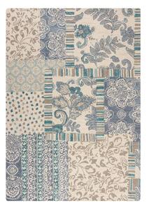 Kék-bézs kézi szövésű gyapjú szőnyeg 120x170 cm Eloise Patchwork – Flair Rugs