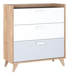 Komód Enofere 104, Laminált forgácslap, 97x90x40cm, Szürke, Fehér, Tölgy