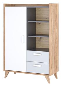 Komód Enofere 102, Laminált forgácslap, 127x85x40cm, Szürke, Fehér, Tölgy
