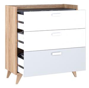 Komód Enofere 104, Laminált forgácslap, 97x90x40cm, Szürke, Fehér, Tölgy