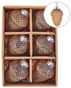 6 darabos karácsonyfadísz szett AMBRE Üveg Arany