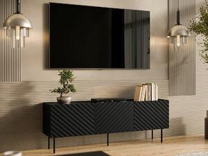 TV-állvány Sillen, Közepes sűrűségű farostlemez, Laminált forgácslap, 59x166x40cm, Fekete