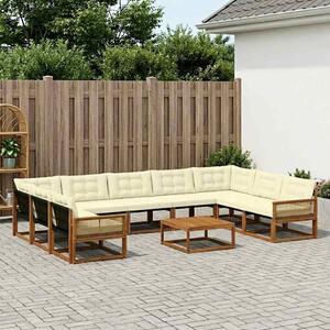 VidaXL Kültéri kanapé szett párnával 10 pcs Természetes és krémszínű