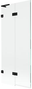 Mexen Lunar L, kétszárnyú kádparaván bal oldali 80 x 150 cm, átlátszó üveg, matt fekete, 897L-080-100-70-00-L
