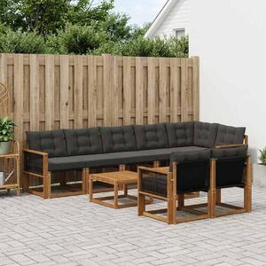 VidaXL Kültéri kanapé szett párnával 9 pcs Természetes és Fekete