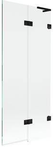 Mexen Lunar L, kétszárnyú kádparaván jobb oldali 80 x 150 cm, átlátszó üveg, matt fekete, 897L-080-100-70-00-P