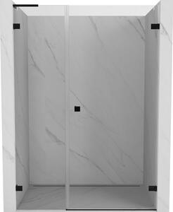 Mexen Lunar-B, L Jobbra billenő zuhanyajtó 115 cm, átlátszó üveg, fekete profil, 832SL-115-050-70-00-P