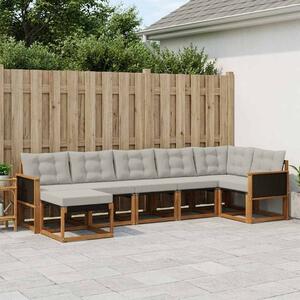 VidaXL Kültéri kanapé szett 7 pcs Természetes és Világosszürke