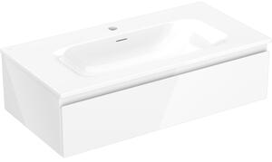 Mexen Orio, fürdőszobaszekrény 90 cm Vela mosdóval, 1 fiókkal, fényes fehér, 91A10-09023-1-BF00-W23M00