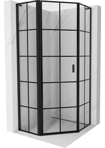 Mexen Mist L, ötszögletű zuhanykabin nyílóajtókkal, 80 x 80 cm, 8 mm-es átlátszó üveg, fekete profil, 8A8L-080-080-70-77-L