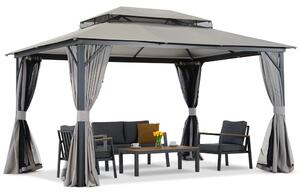 Kerti pavilon szúnyoghálóval és függönyökkel Pasadena 3x6 m antracit Garden Point