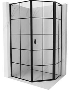 Mexen Mist L, ötszögletű zuhanykabin nyílóajtókkal, 80 x 90 cm, 8 mm-es átlátszó üveg, fekete profil, 8A8L-080-090-70-77-P