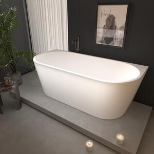 Erga Norah, szabadon álló fürdőkád falra 150x75 cm + leeresztő dugó, fehér fényes, ERG-Norah-150075-WH-WH
