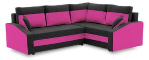 Sarok kinyitható ülőgarnitúra GRANDE PLUS - mikro Jobb Fekete / Rózsaszín