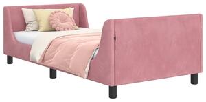 VidaXL Gyerekágy kerettel fejtámlával Rózsaszín 90 x 200 cm Bársony