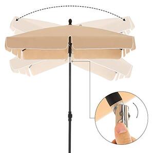 Téglalap alakú napernyő 2 × 1,25 m, UPF 50+ védelem, dönthető, talp nélkül, taupe