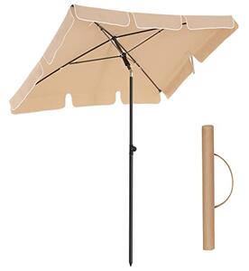 Téglalap alakú napernyő 2 × 1,25 m, UPF 50+ védelem, dönthető, talp nélkül, taupe