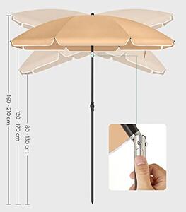 Napernyő 160 cm, Napvédelem UPF 50+, dönthető, talp nélkül, taupe