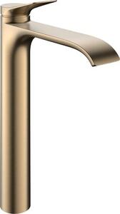 Magas mosdó csaptelep Hansgrohe Vivenis leeresztőszelep nélkül csiszolt bronz 75045140