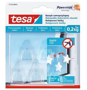 Műanyag akasztó, ragasztócsíkkal, kis méret, TESA Powerstrips&reg;, átlátszó (TE77734)