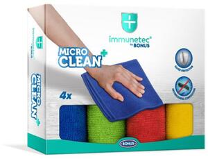 Törlőkendő, mikroszálas, 4 db, BONUS MicroCLEAN Plus Immunetec (KHT776)