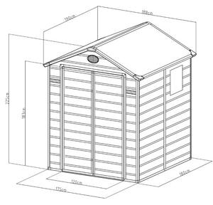 Kerti tároló ház kb. 2 X 2 méter alapterület, polikarbonát, szürke, G21