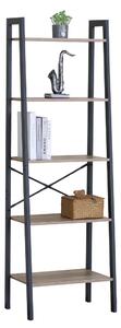 KÉSZLETKISÖPRÉS! Intenso Home 5 szintes nyitott könyvespolc / virágállvány 56 x 172cm, döntött design, modern tölgy szín | Univerzális tároló állvány fém lábakkal
