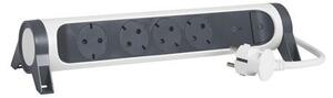 Elosztósor, túlfeszültség levezetővel, 4 csatlakozóaljzat, 1,5 m, LEGRAND, fehér-sötétszürke (ELL23)