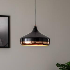 Opviq Akasztólámpa Yildo 253-S 1-fényű Ø36cm fekete/réz, dimmelhető, Fekete, Nappali / Étkező, fém, Modern