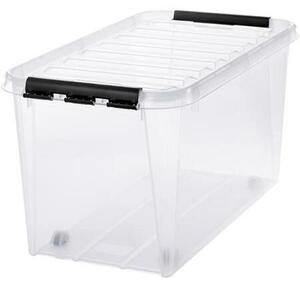 Műanyag tárolódoboz, 70 liter, fekete fogantyúkkal, SMARTSTORE Classic 70, átlátszó (CSDSMART49)