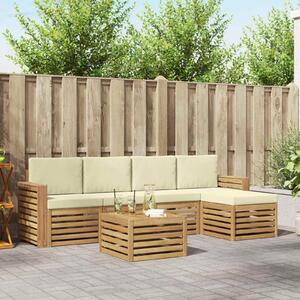 VidaXL Kültéri kanapé szett 6 pcs Fehér és Krém színű 59 x 59 x 37 cm