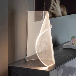 Schuller Valencia Velos II LED asztali világítás, króm, fényerőszabályozó, fém, műanyag, dimmelhető, Tiszta / átlátszó, Nappali / Étkező, Műanyag, Dizájn